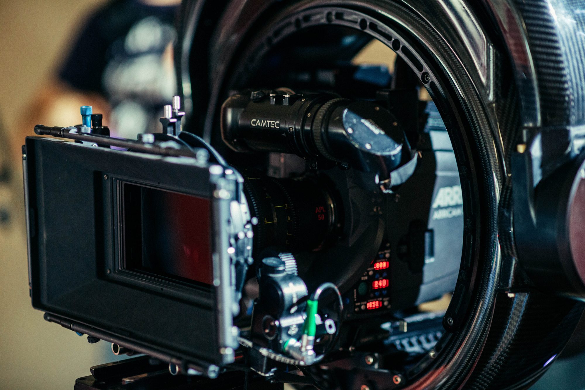 35mm film camera close-up on set