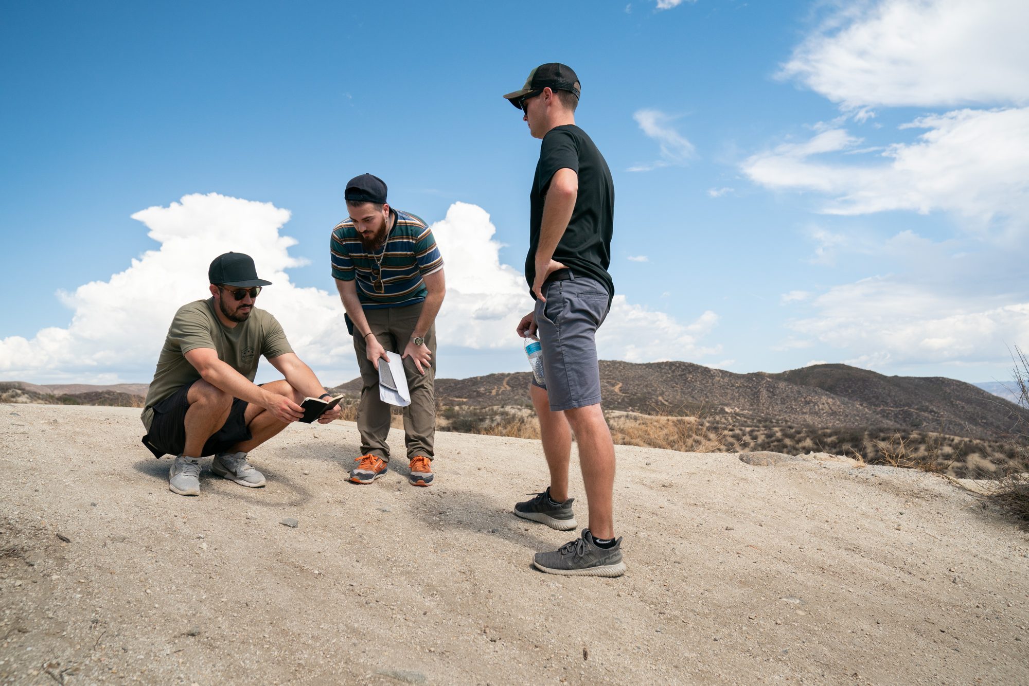 Scouting a ridge line location with the shot list out