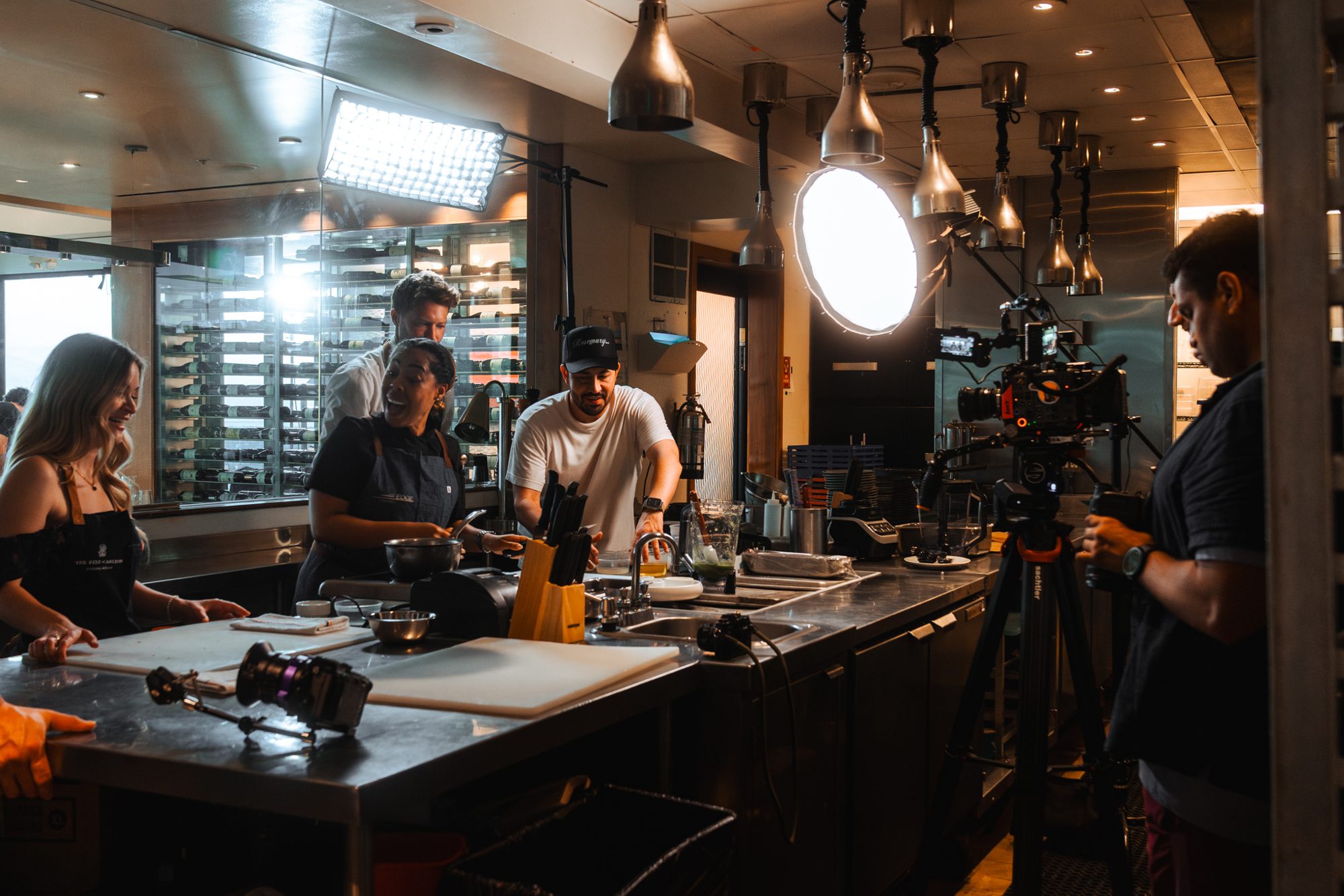 Production underway in a restaurant kitchen